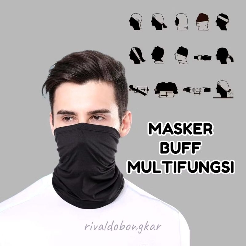Jual BUFF/masker multifungsi hitam polos | Shopee Indonesia