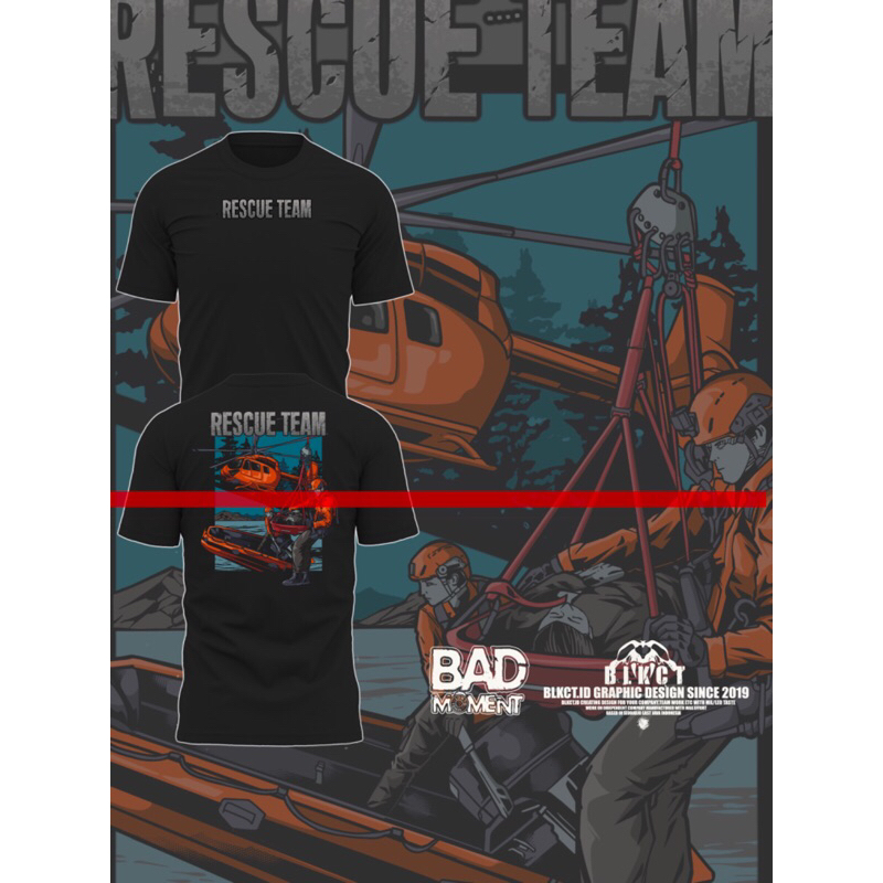Jual Kaos Rescue Team // T-Shirt Tactical Badmoment Blkct // Baju ...