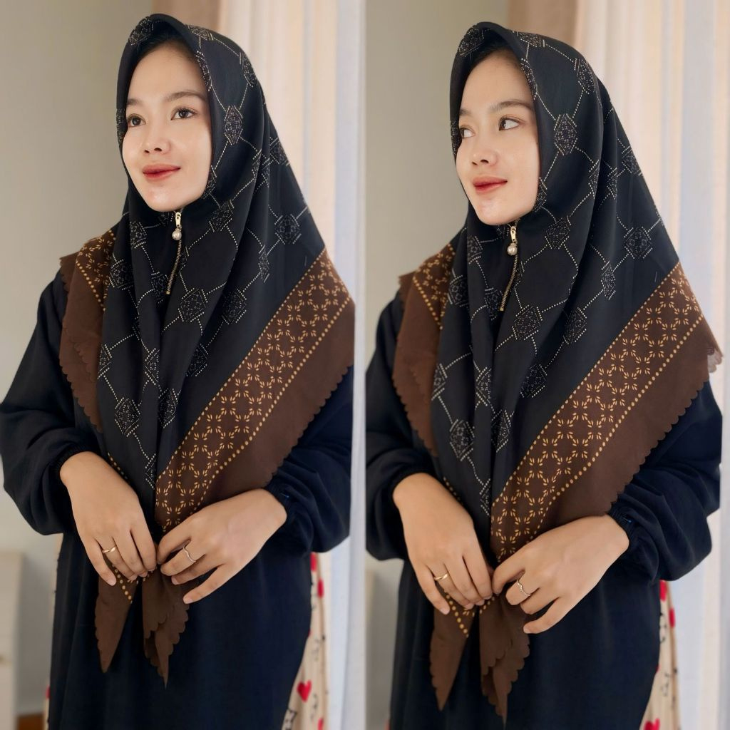 KERUDUNG INSTAN ZIPPER VOAL PREMIUM MOTIF LASERCUT