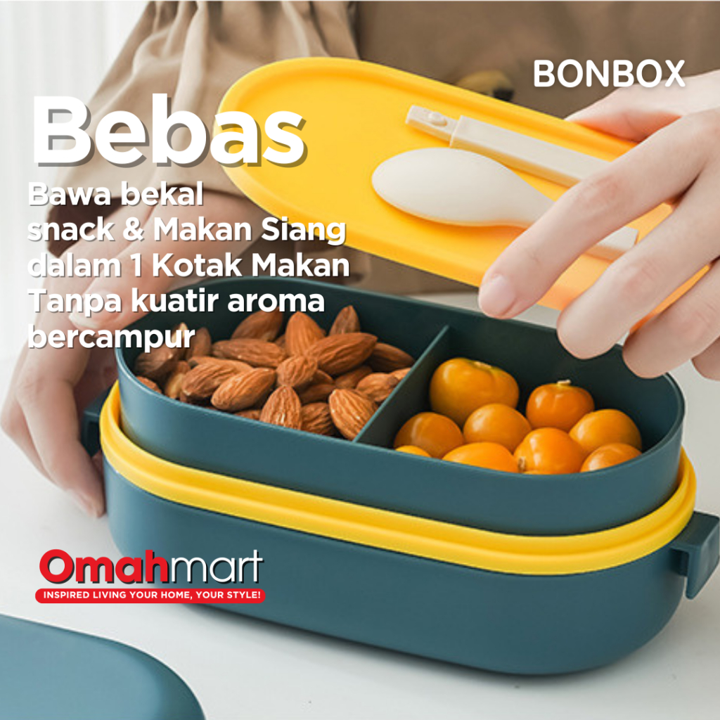 Jual BONBOX Lunch Box Kotak Makan Dewasa Anak Sekolah Susun Set Tas ...