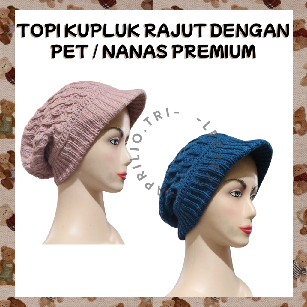 Jual 4006 - Topi Kupluk Rajut Dengan Pet / Nanas Premium | Shopee Indonesia
