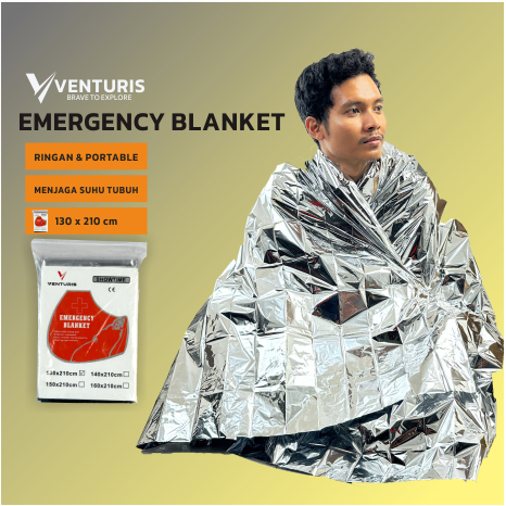 Emergency Blanket Thermal 130x210cm Outdoor Silver  Emergency Blanket Selimut Darurat Hangat Outdoor Camping