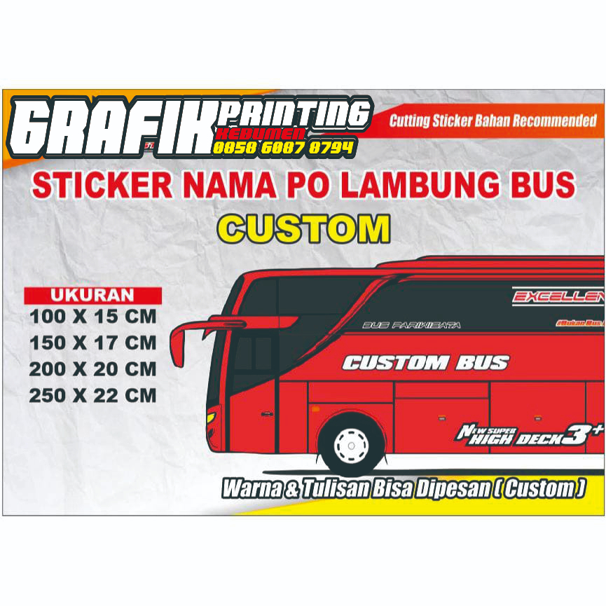 Jual stiker sticker nama PO lambung bus, BIG BUS, MEDIUM BUS, BUS MICRO ...