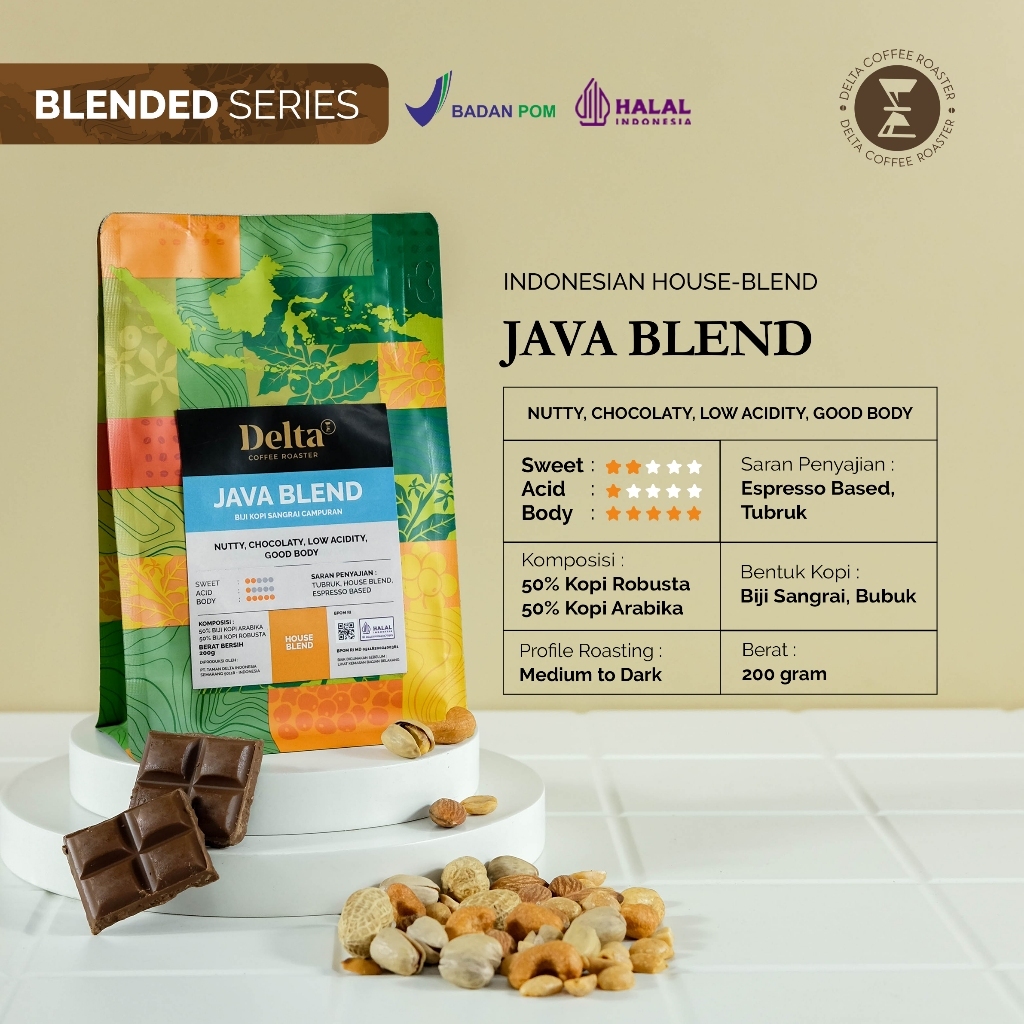 Jual Delta Coffee - Java House Blend Medium to Dark Roast 200g | Shopee ...
