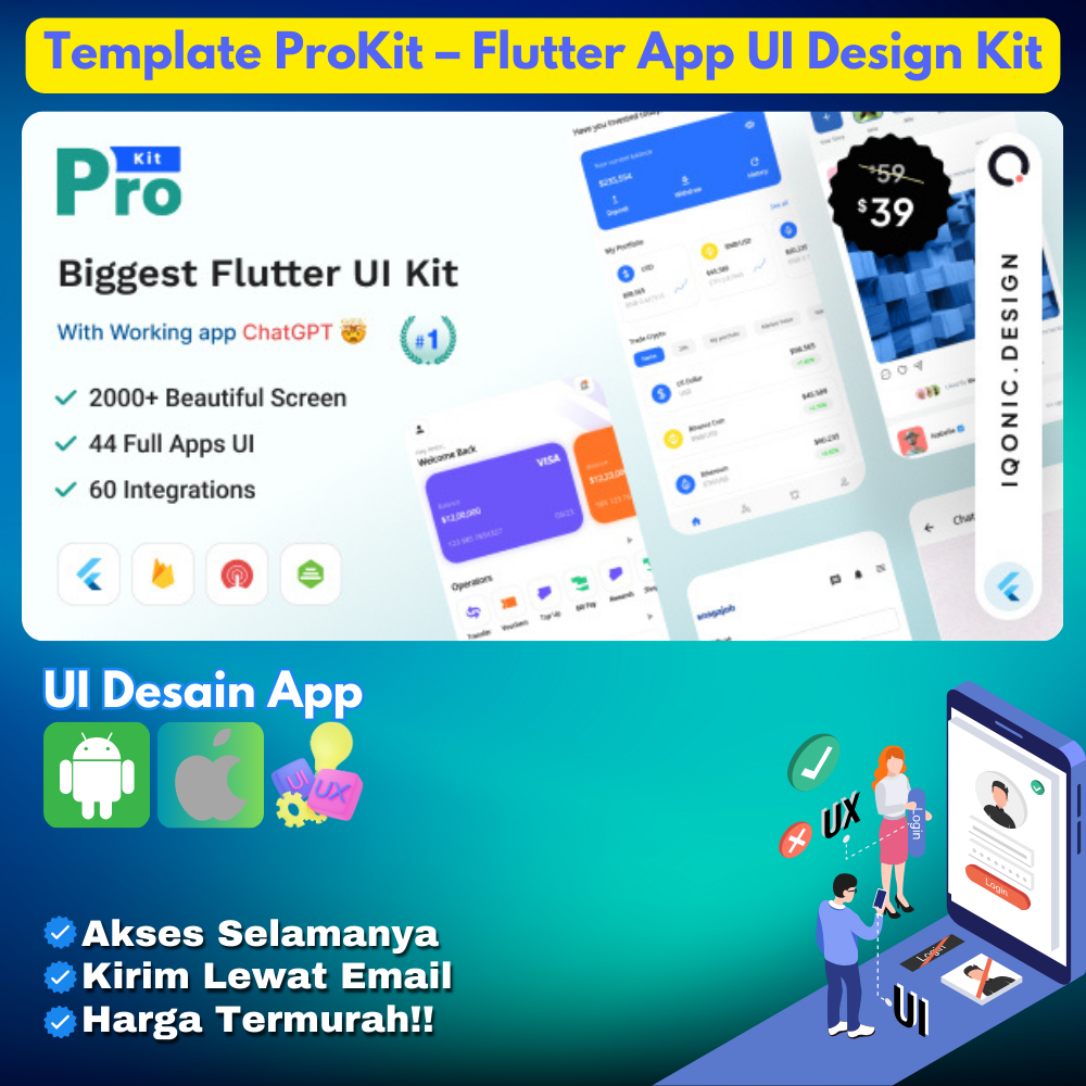 Jual Flutter Template ProKit - Flutter UI Kit with Chat GPT App ...