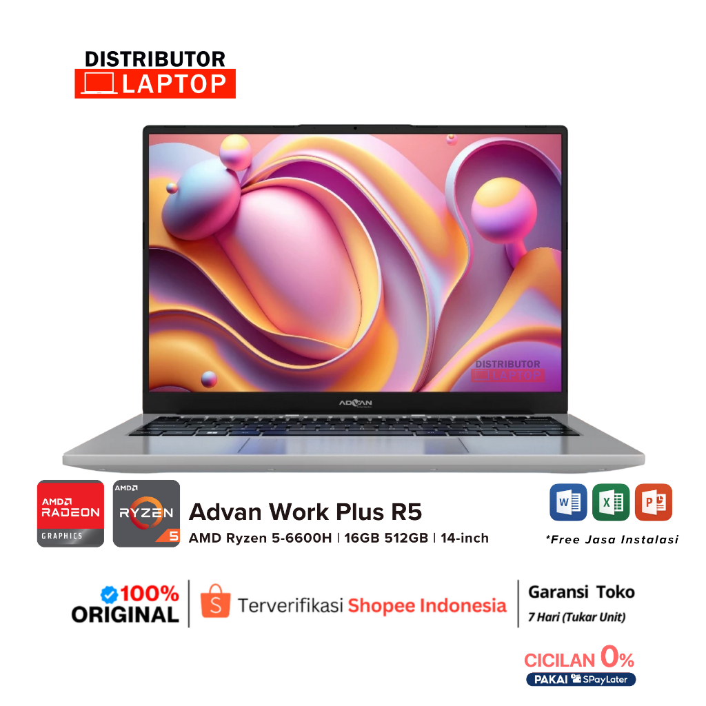 Jual ADVAN Work Plus R5-6600H 16GB/512GB AMD Grapich 14