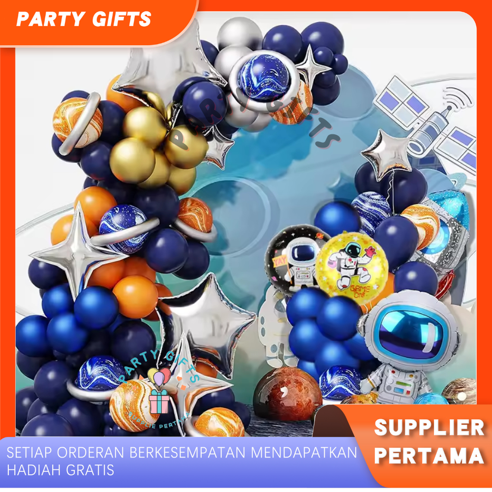 Balon Paket Dekorasi  Luar Angkasa 1set 116pcs Astronot Rocket Galaxy Pesta Ulang Tahun Balon Garland Set Perlengkapan Dekorasi