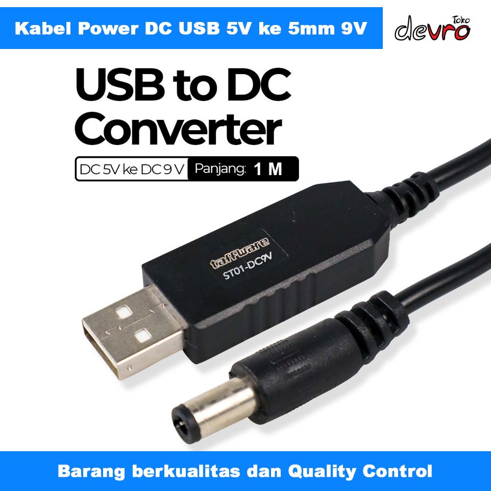 Jual Kabel Power DC USB 5V ke 5mm 9V - Converter Kabel USB DC 5V ke DC ...