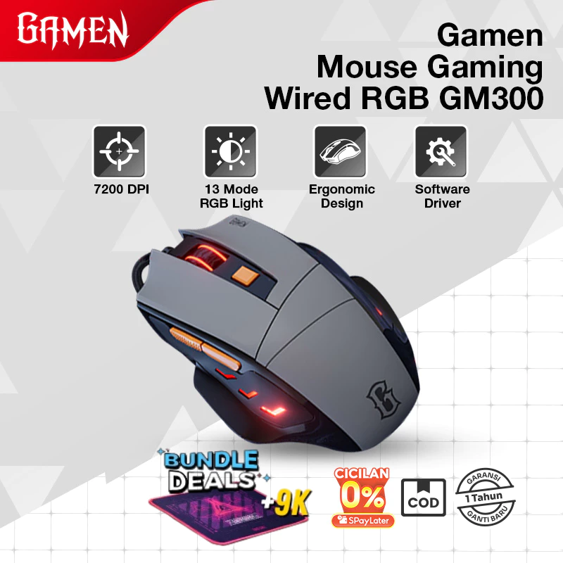 GAMEN GM300 Mouse Gaming 7200 DPI: Presisi Tinggi & RGB Memukau untuk Kemenangan Maksimal! GAMEN GM300 Mouse Gaming 7200 DPI: Presisi Tinggi & RGB Memukau untuk Kemenangan Maksimal!