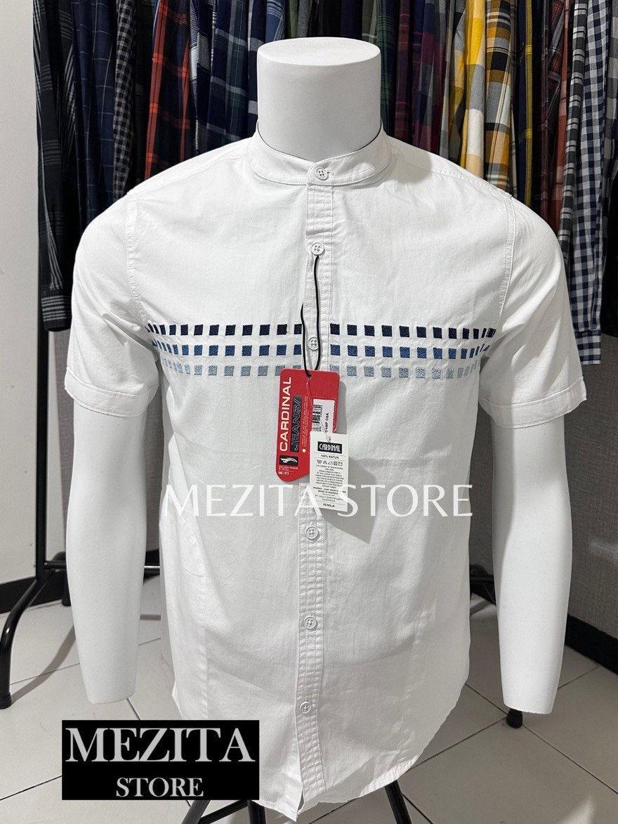 Jual Kemeja Koko Cardinal Lengan Pendek Slimfit Putih Shopee Indonesia