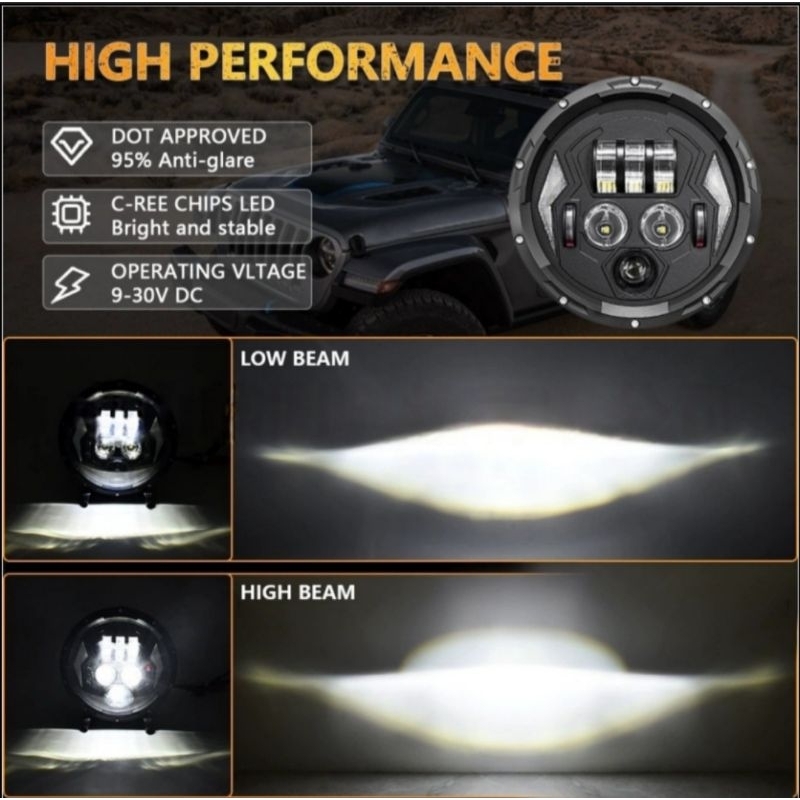Jual headlamp daymaker original 7 inch universal motor mobil lampu ...