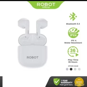 ROBOT Headset Bluetooth TWS Airbuds T60 Earphone Waterproof IPX4 Semi In Ear TWS Wireless Resmi