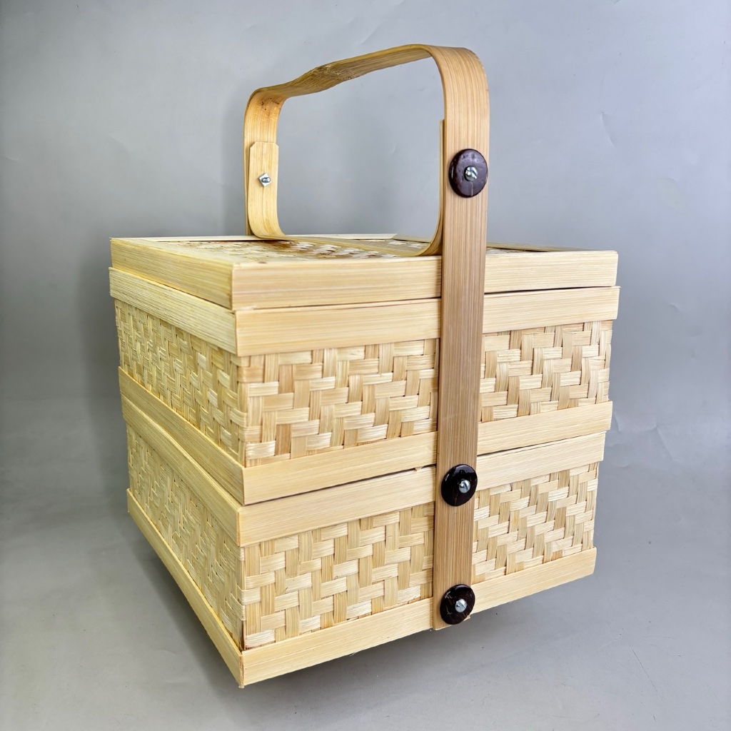 Jual Hampers Rantang Bambu Makanan 25cm Susun 2/ Rantang Kotak 2 ...