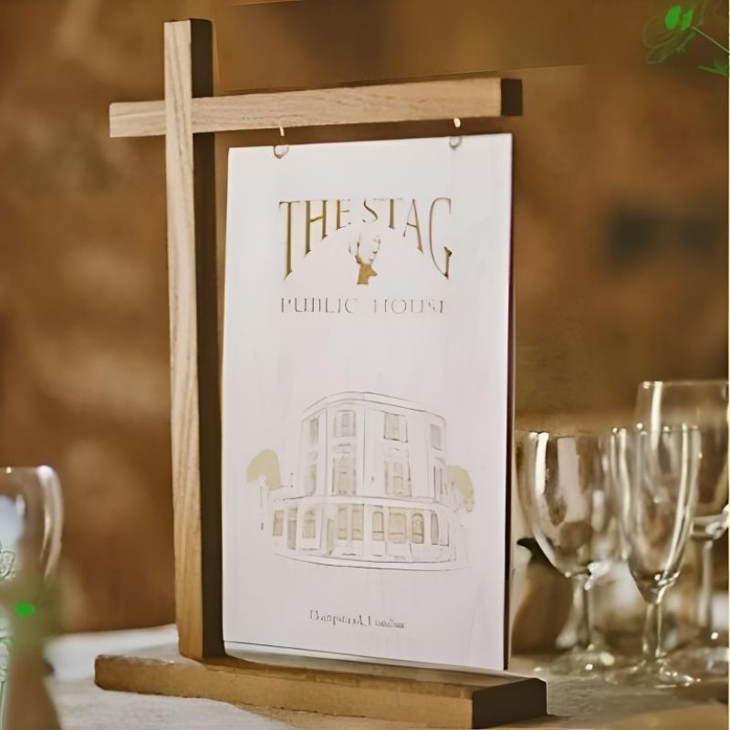 Jual Stand Display Menu Cafe Resto Kayu solid/ Menu Holder / Stand ...