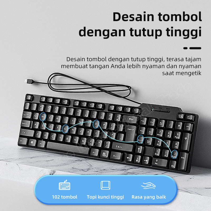 Jual kIVEE keyboard Wired 102 keys Full Size K50 Black Portable durable ...