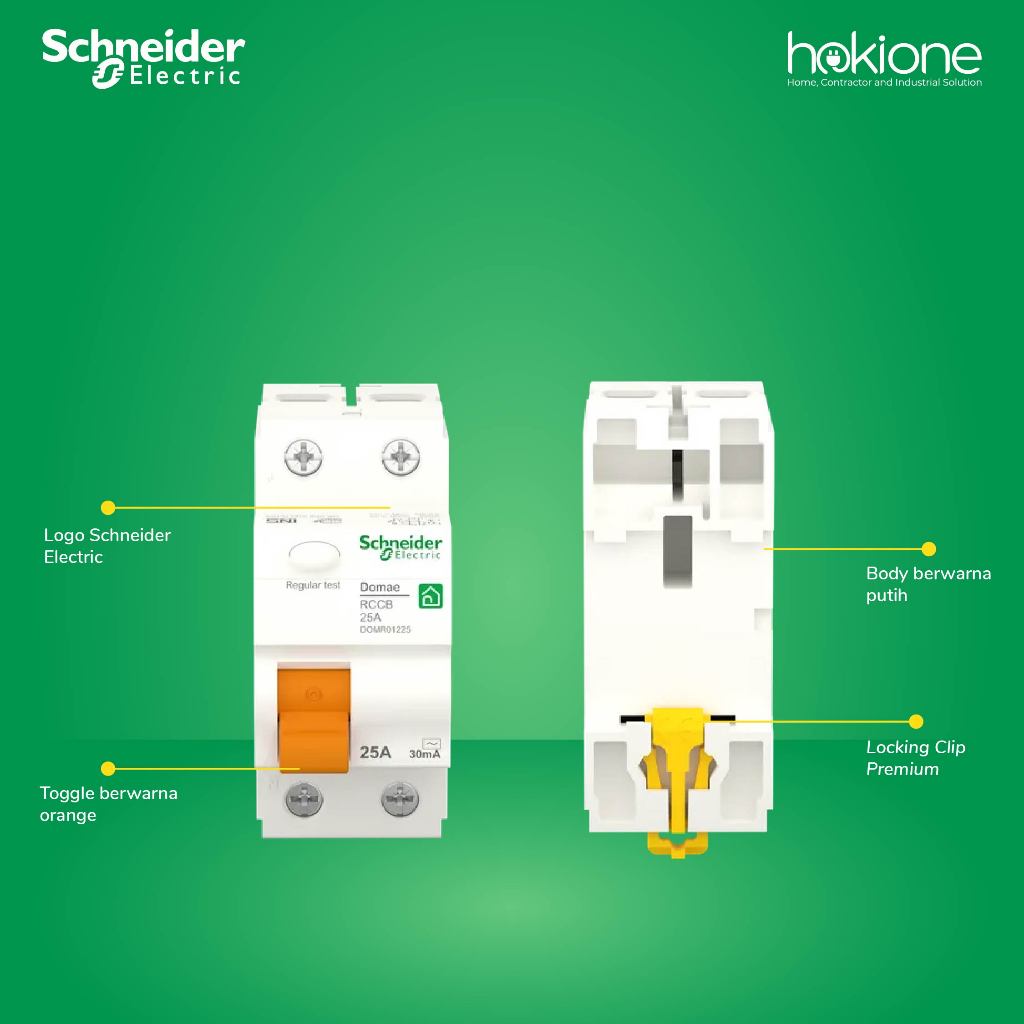 Jual Schneider Electric RCCB Domae 2P 25A 30mA ELCB Tipe AC - DOMR01225 ...