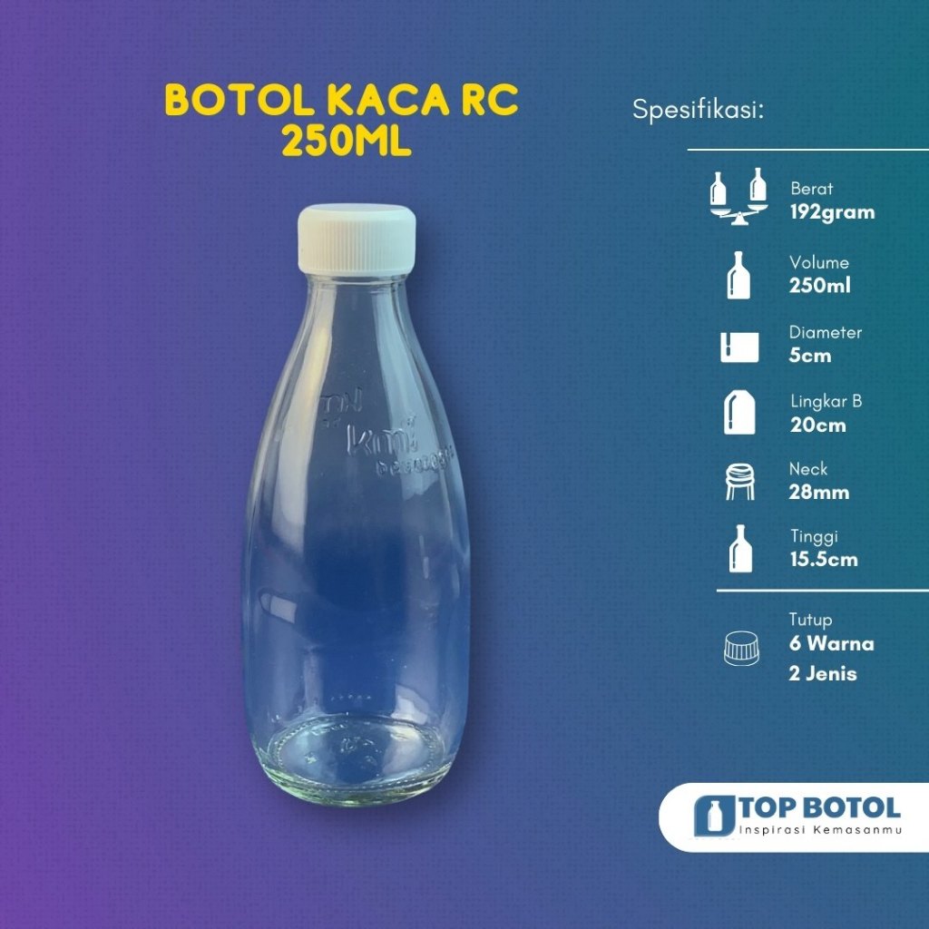 Jual (Paket isi 24pcs) BOTOL KACA RC 250ML TEBAL – BOTOL MADU JUS SODA ...