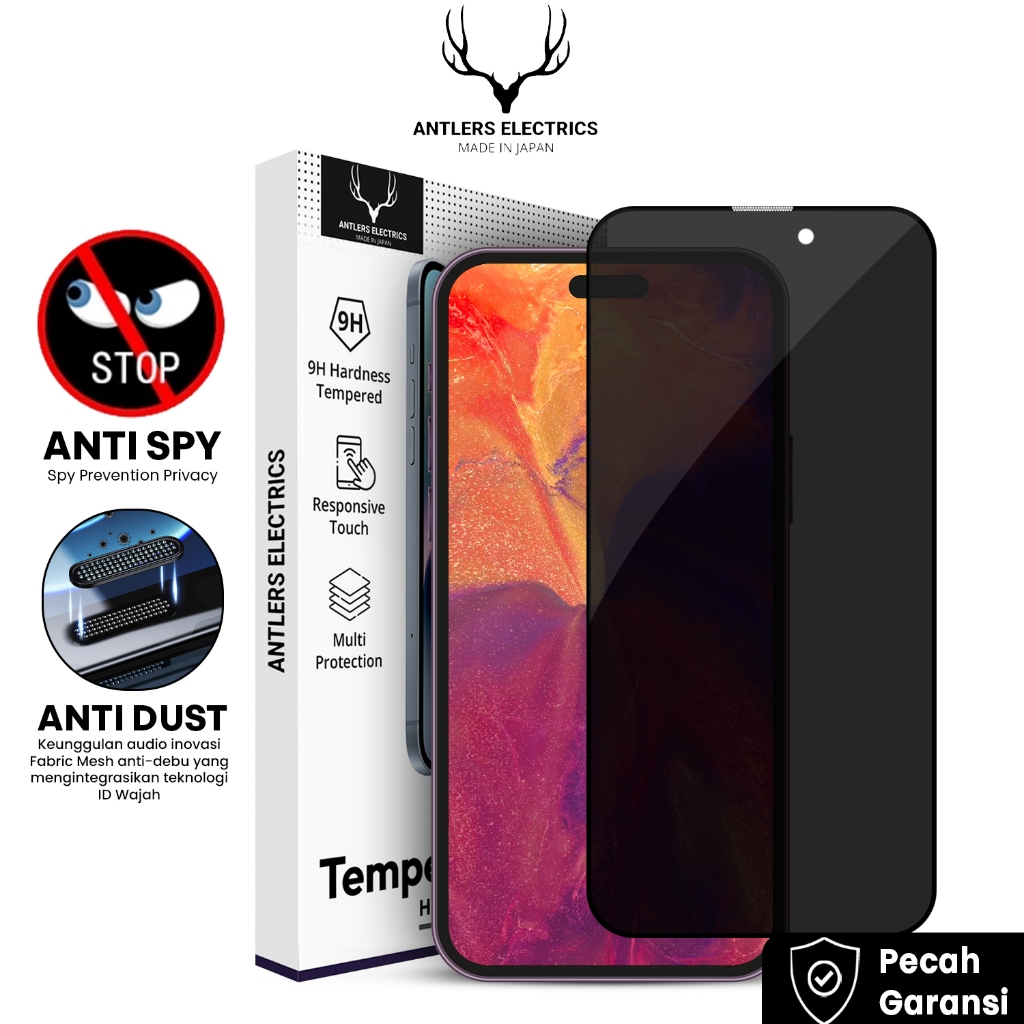 Antlers Electrics Tempered Glass Anti Spy Screen Protector For iPhone  17/16/15/14/13/12/11/XR XS MAX Mini Pro Plus Fullcover Screen Protector