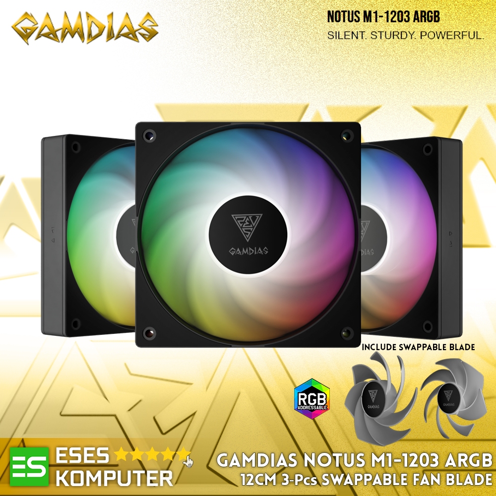 Jual Fan GAMDIAS NOTUS M1-1203 ARGB Value 3-Pack Swappable Fan Blade ...