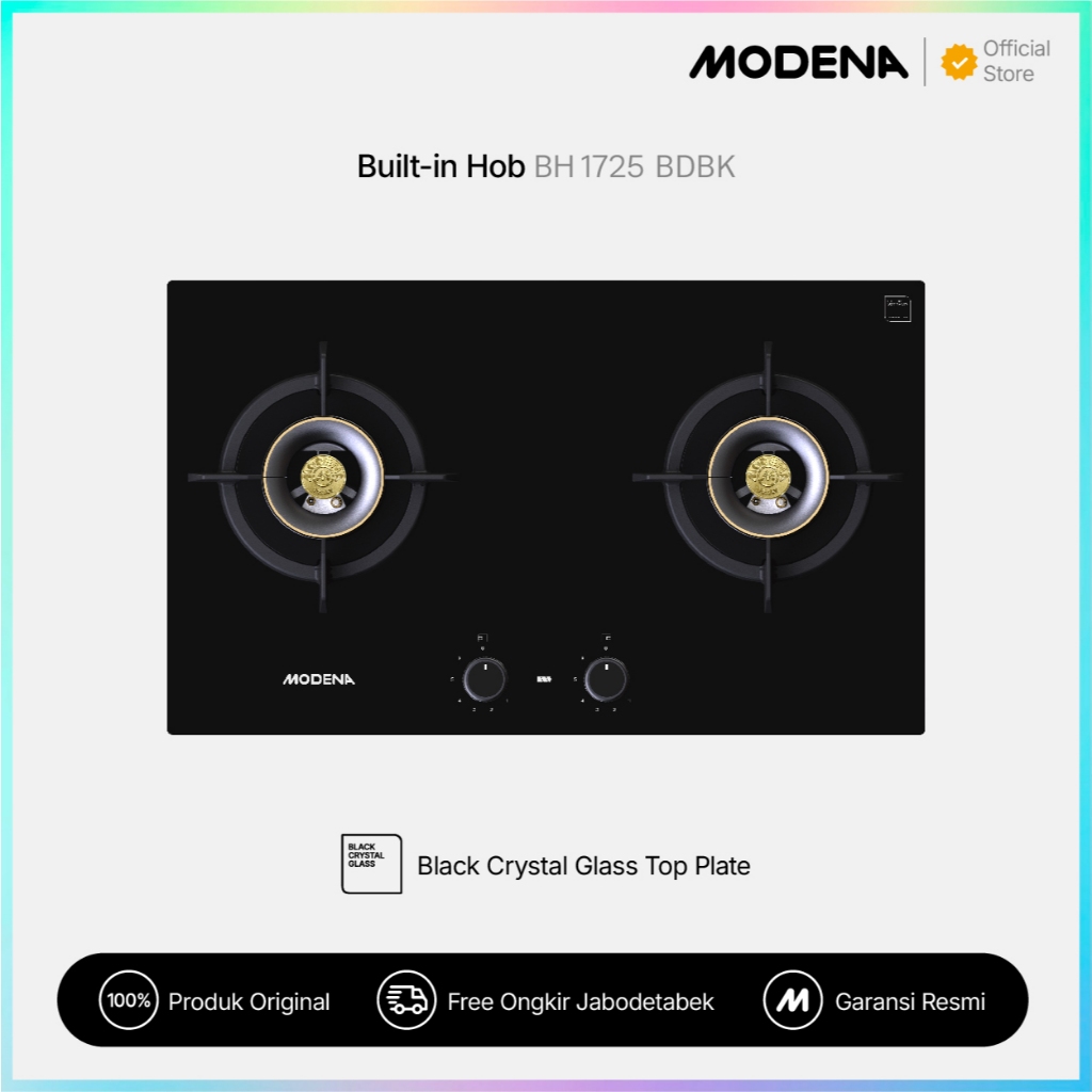 Jual MODENA Built-in Gas Hob 70cm 2 Burner Mix Brass - BH 1725 BDBK ...