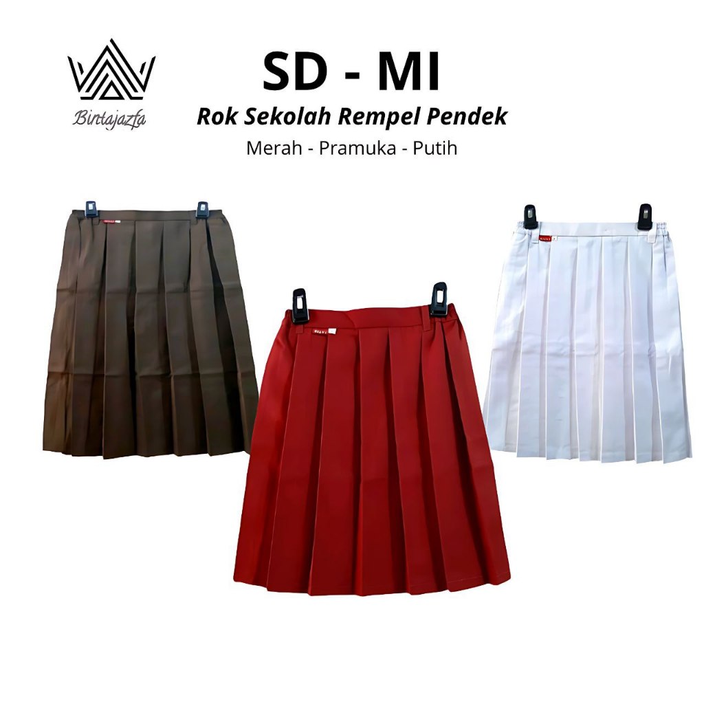 Jual Rok Sekolah SD Pendek Warna Merah Coklat Pramuka Putih Model ...