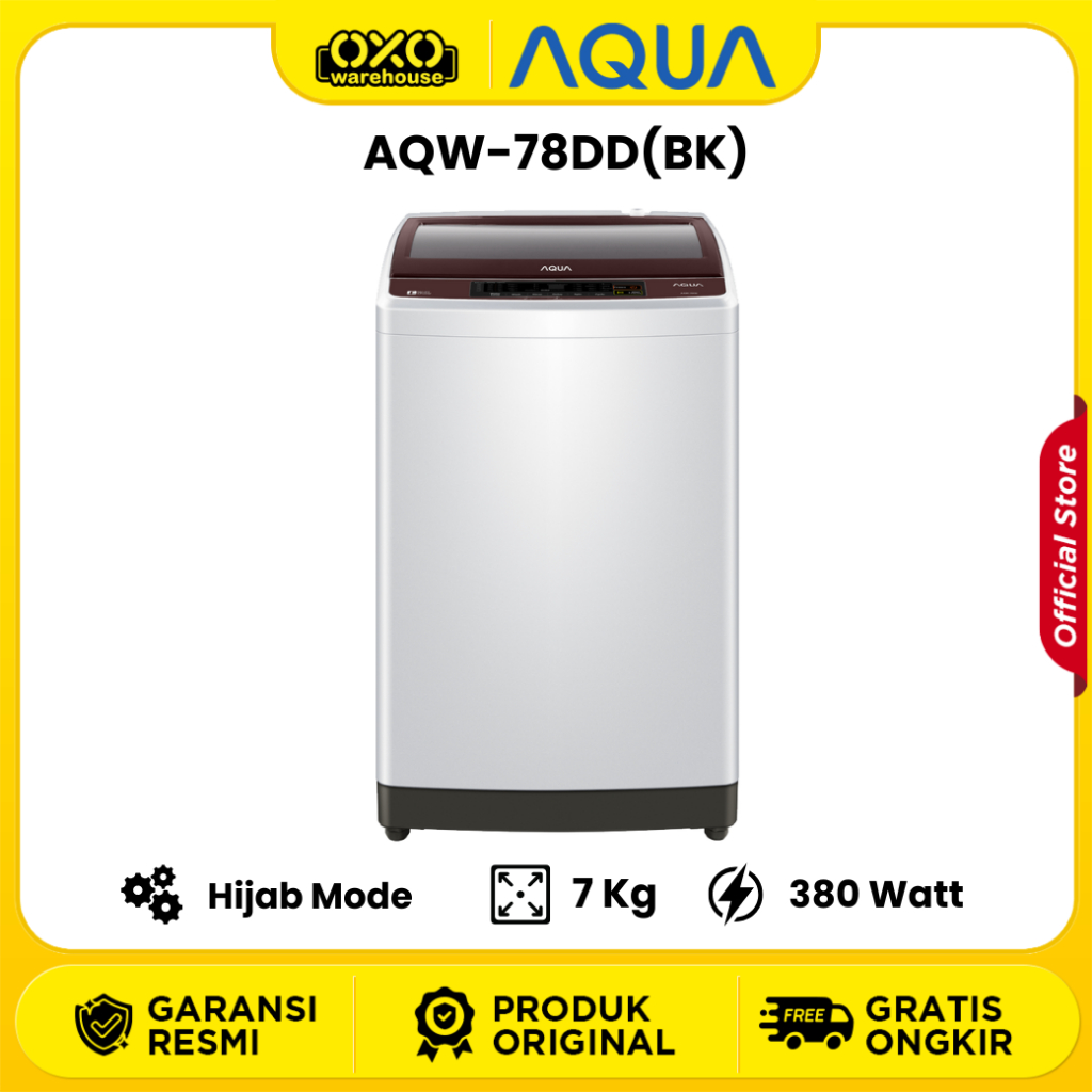 Jual AQUA Mesin Cuci AQW-78DD(BK) 1 Tabung 7 Kg TOP LOAD WASHER Low ...