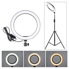 TaffSTUDIO QX 260 Lampu Halo Ring Light 120 LED Dimmable 10 Inch With Tripod
