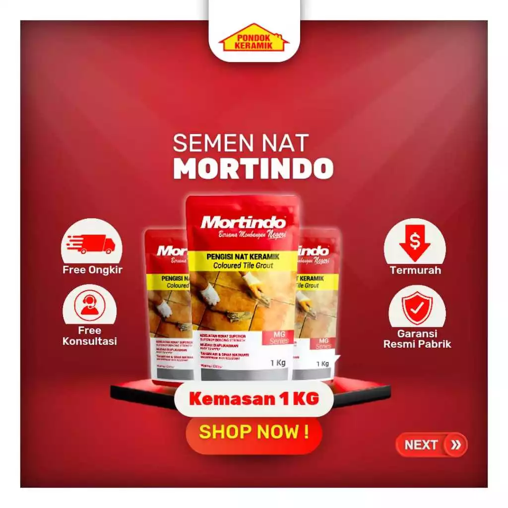 Semen Nat Keramik Mortindo / Semen Warna Pengisi Nat Keramik / Tile Grout 1 kg