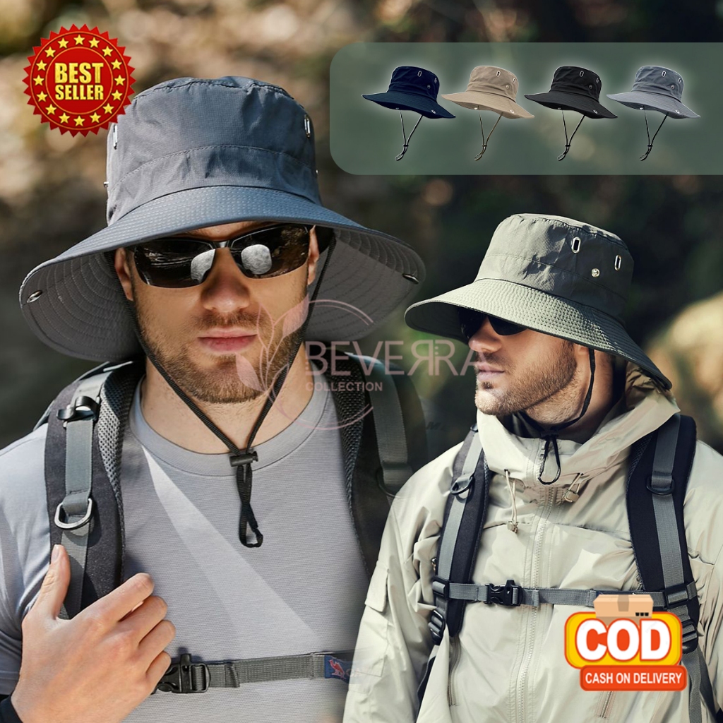 Jual Topi Rimba Pria Anti Panas Matahari Bucket Gunung Hiking Petualang ...
