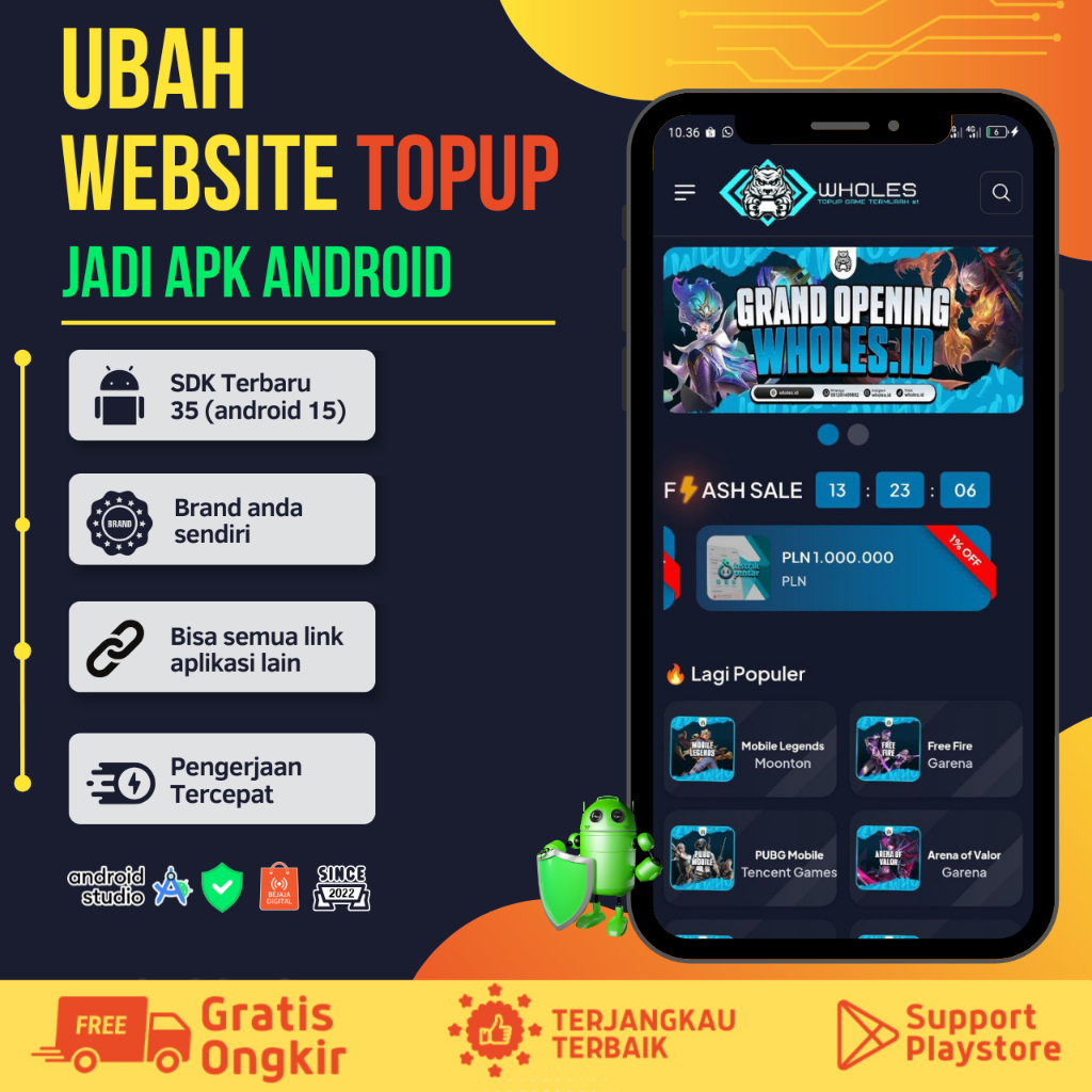 Ubah Website Topup Jadi Aplikasi Android - Dilengkapi APK dan AAB Serta Tutorial
