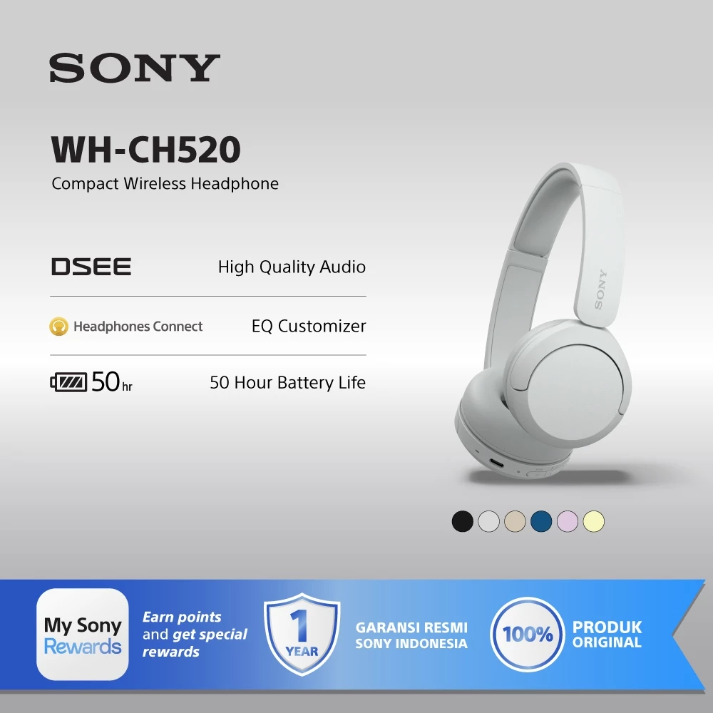 SONY WH-CH520 On Ear Wireless Headphone / CH520 / CH-520 - White