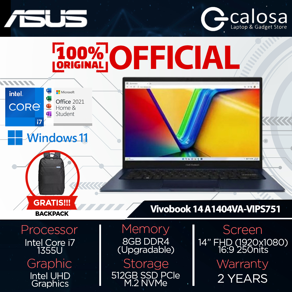 Jual ASUS A1404VA-VIPS751 VIPS752 / VIPS751M VIPS752M I7-1355U RAM 8GB ...