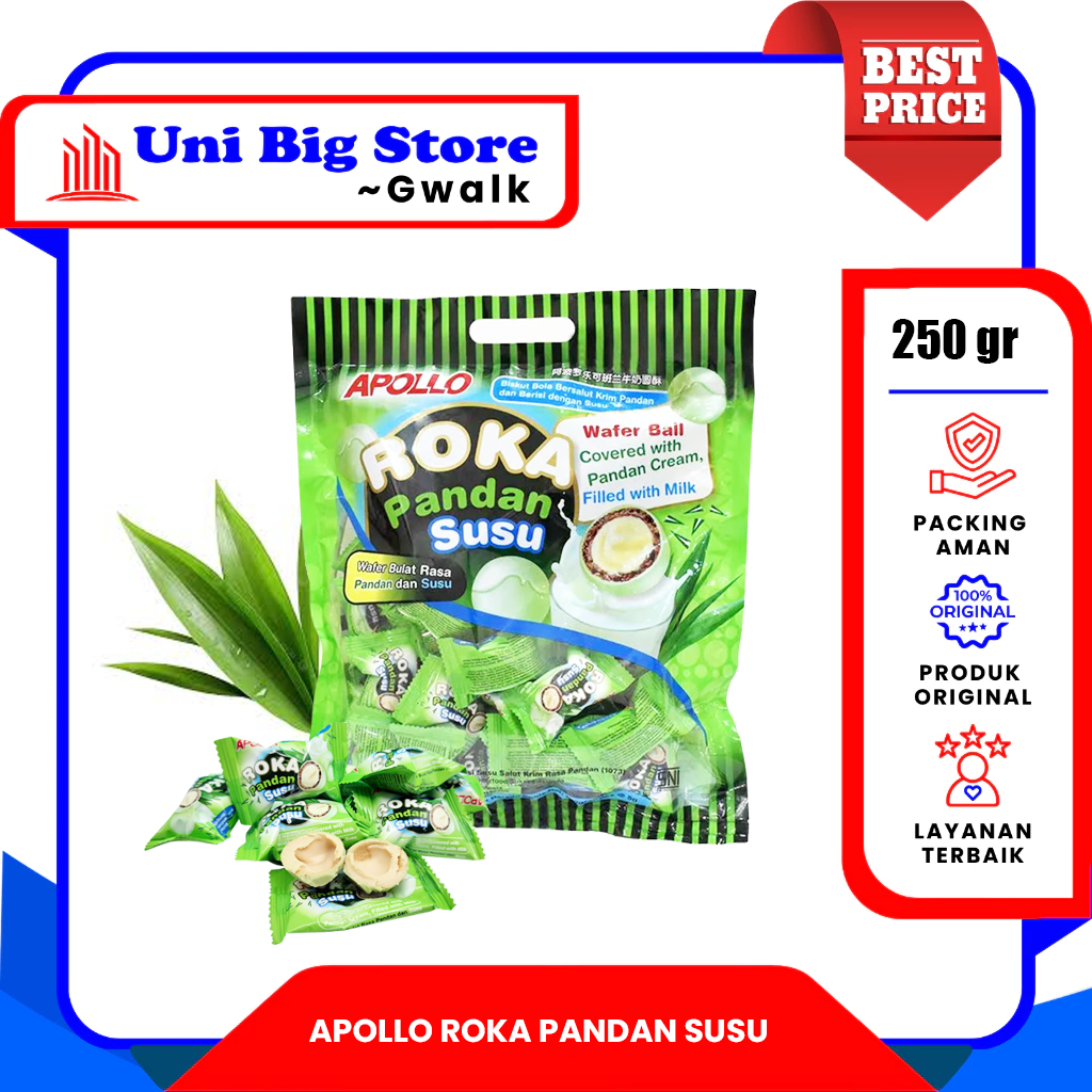 Jual APOLLO ROKA PANDAN SUSU CHOCOLATE WAFER BALL BAG - 250 gr | Shopee ...
