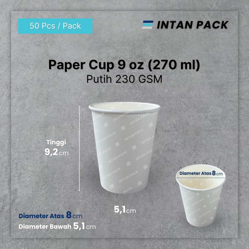 Jual Paper Cup 9 oz Putih ( 270 ml ) Gelas Kertas Kopi Tahan Panas (50 ...