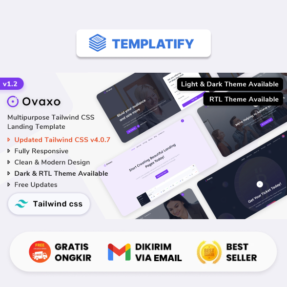 Jual Ovaxo - Tailwind CSS Multipurpose Landing Template Website ...
