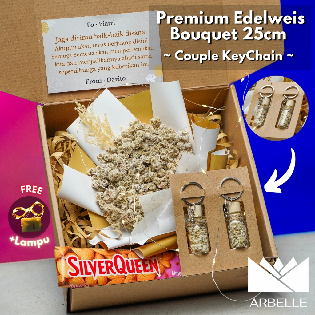 Jual Couple Keychain Edelweiss Bouquet 25cm By Arbelle Gift - Buket ...