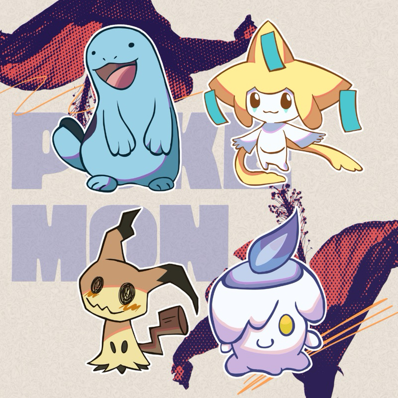 Jual Fanmerch vinyl sticker pokemon (jirachi litwick mimikyu quagsire ...