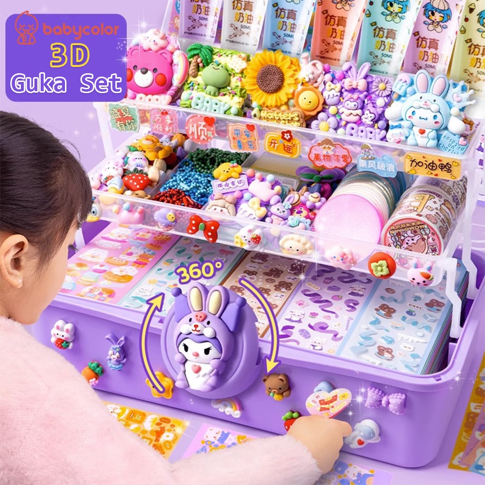 BABYCOLOR 1004PCS DIY Guka Set Keychain DIY Gantungan Kunci Akrilik Stiker Set DIY Gantungan Kunci