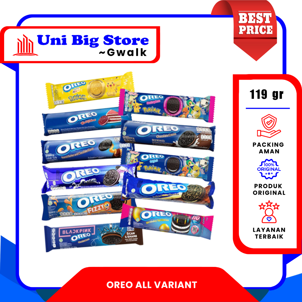 Jual OREO BISCUIT SANDWICH ALL VARIANT CHOCOLATE RED VELVET STRAWBERRY ...