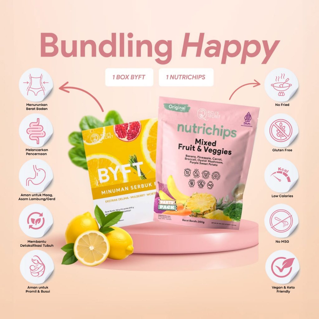 Jual RICU'S SECRET Bundling Happy : 1 Box BYFT Fiber + 1 Nutrichips ...