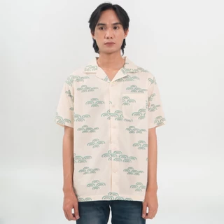 M231 Kemeja Pria TENCEL Printing Hawaii Pendek Cream 0899B