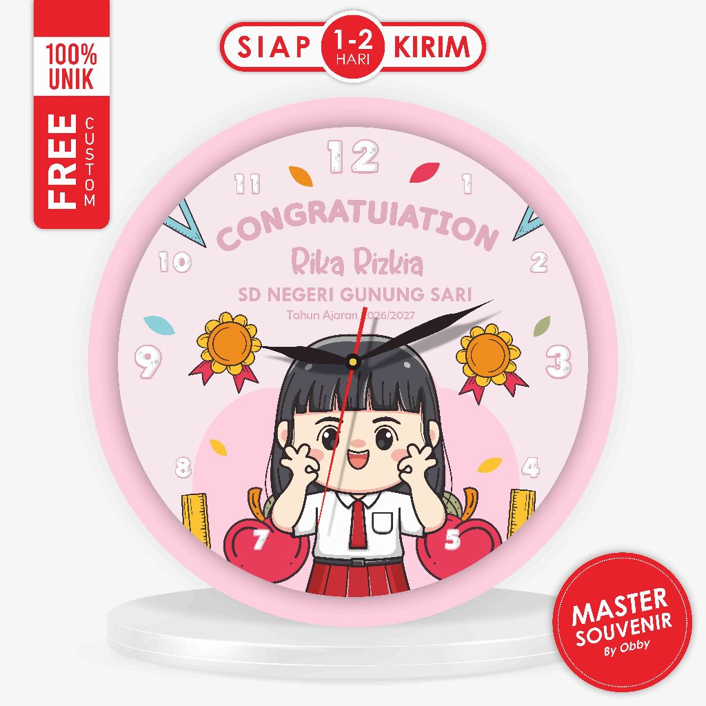 Jual Jam Custom Graduation Ukuran 10CM (Hadiah Kelulusan TK SD Souvenir ...