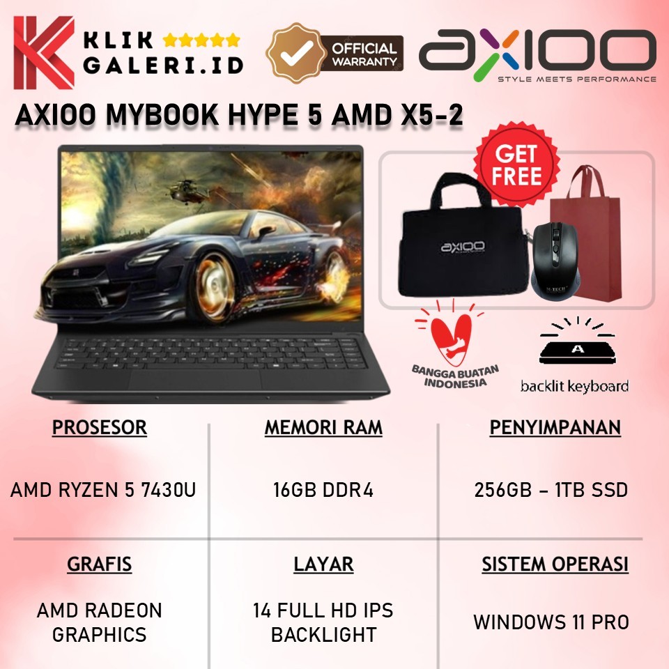Jual Promo Laptop Gaming Axioo Hype 5 Amd X5-2 Ryzen 5 7430U Ram 32GB ...