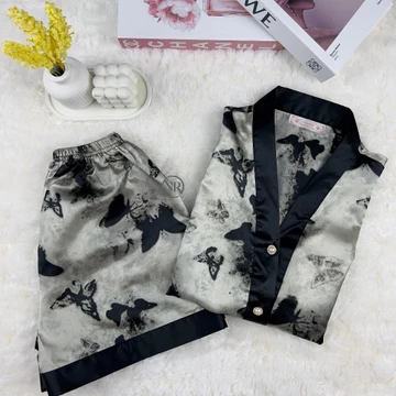 NOIRI Piyama Wanita Set Satin Celana Pendek Lengan Pendek Bahan Satin Premium Baju Tidur