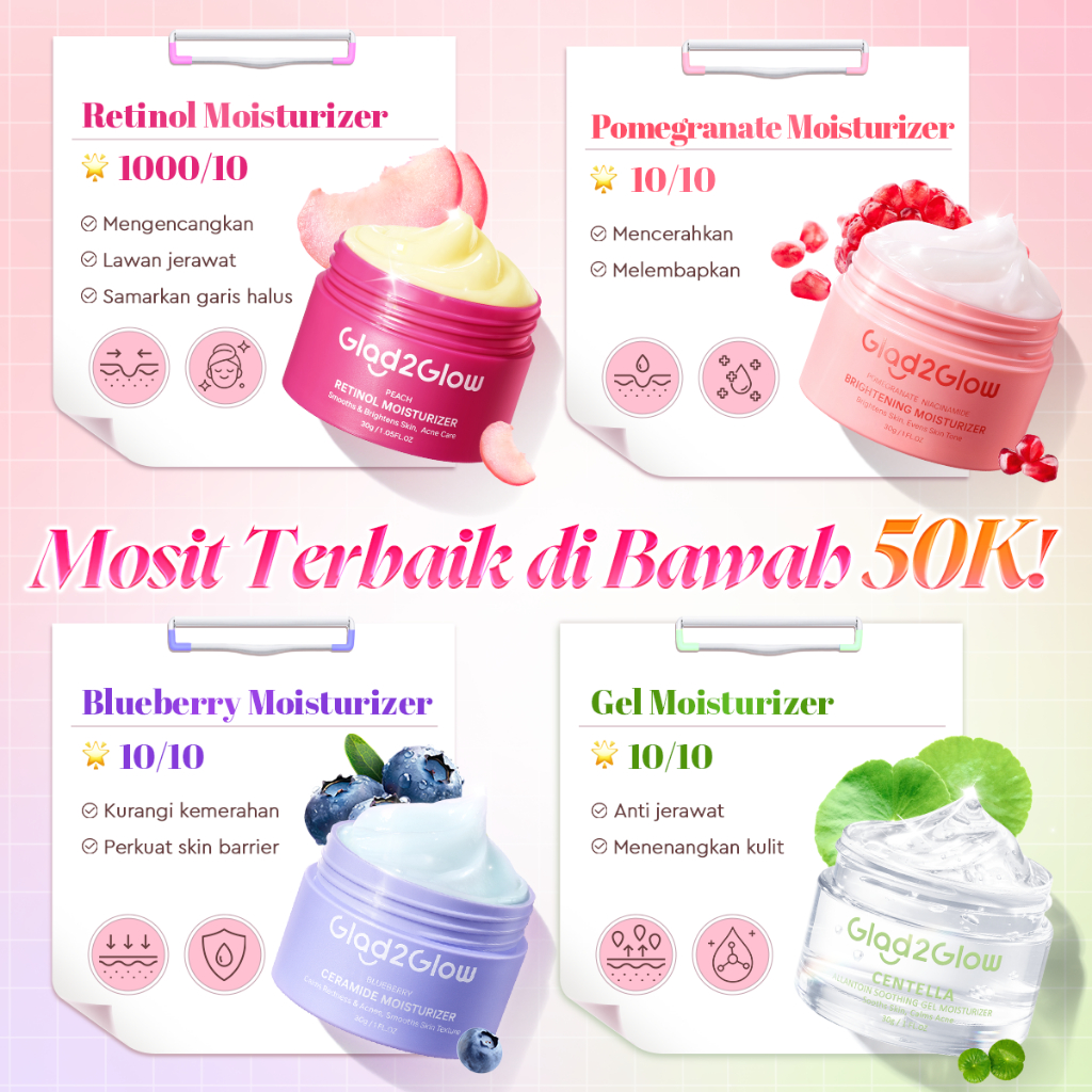 Jual [Toko Resmi]Moisturizer Glad2Glow Pomegranate Niacinamide