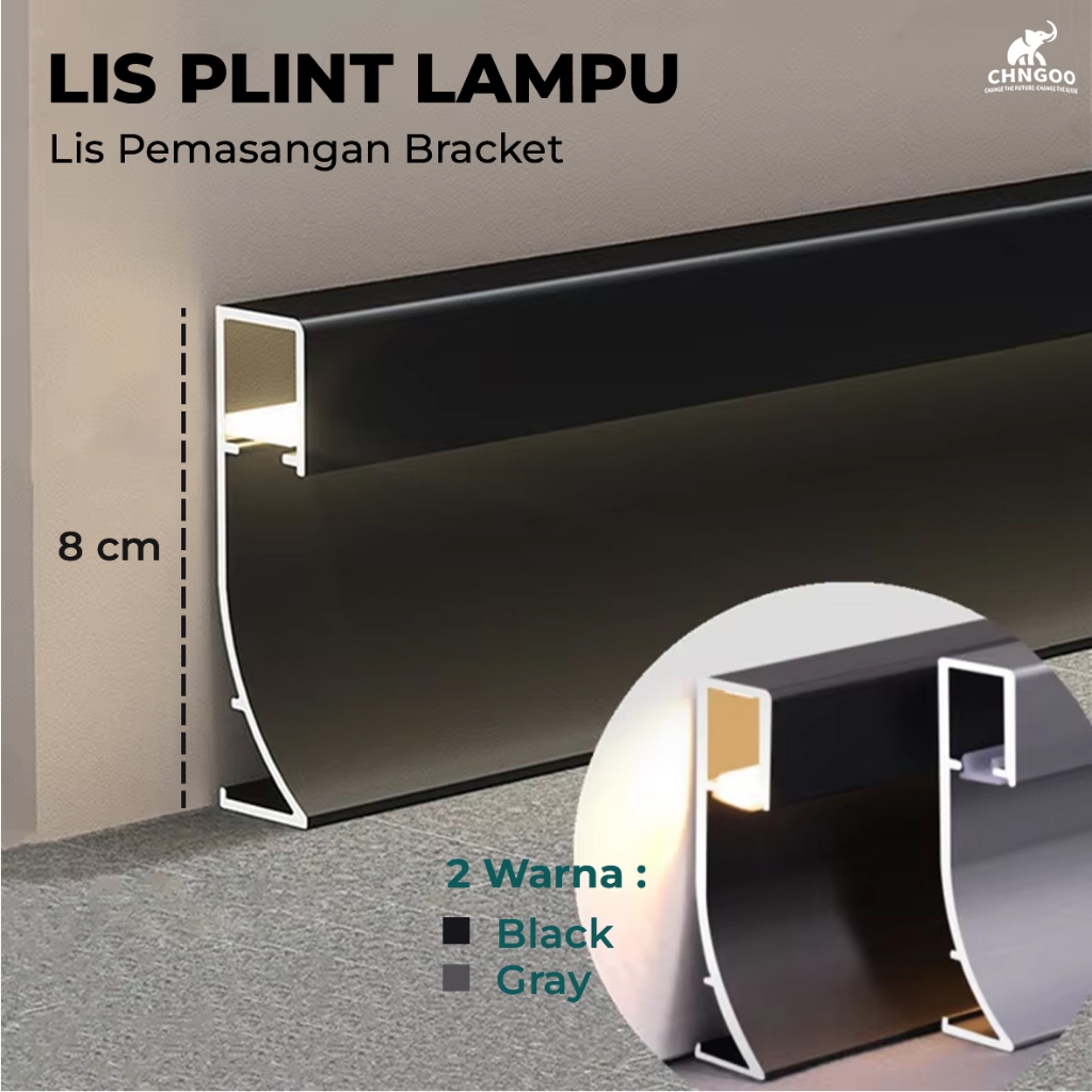 Jual Lis Plint Lampu/LED Alumunium (8cm), Floor Skirting Alumunium ...