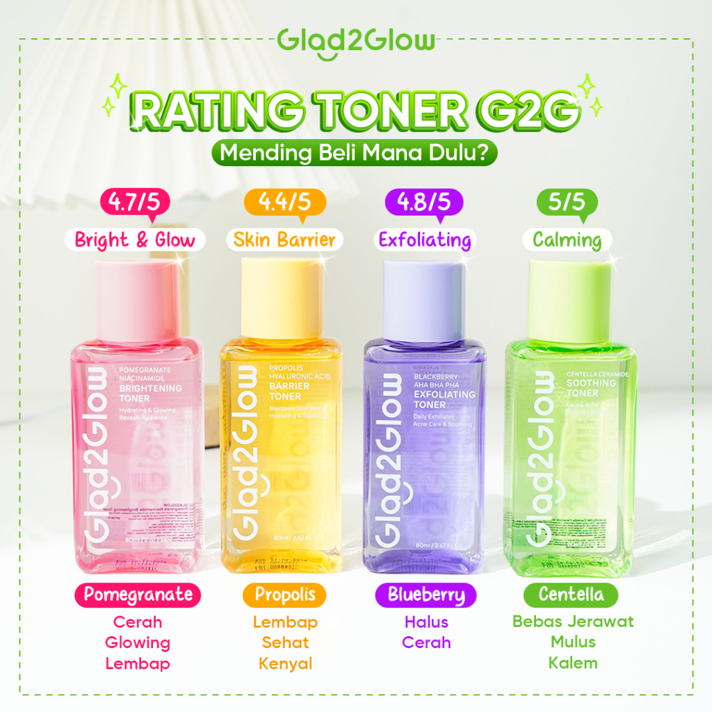 Jual [Big Size 80ml] Glad2Glow Toner All Series - Pomegrante ...