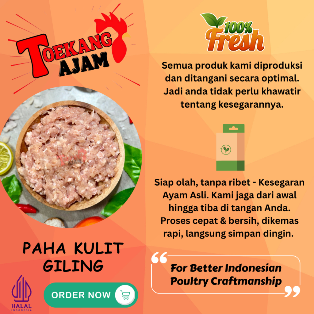 Jual DAGING AYAM PAHA KULIT GILING KASAR / SEDANG / HALUS, PAHA KULIT ...