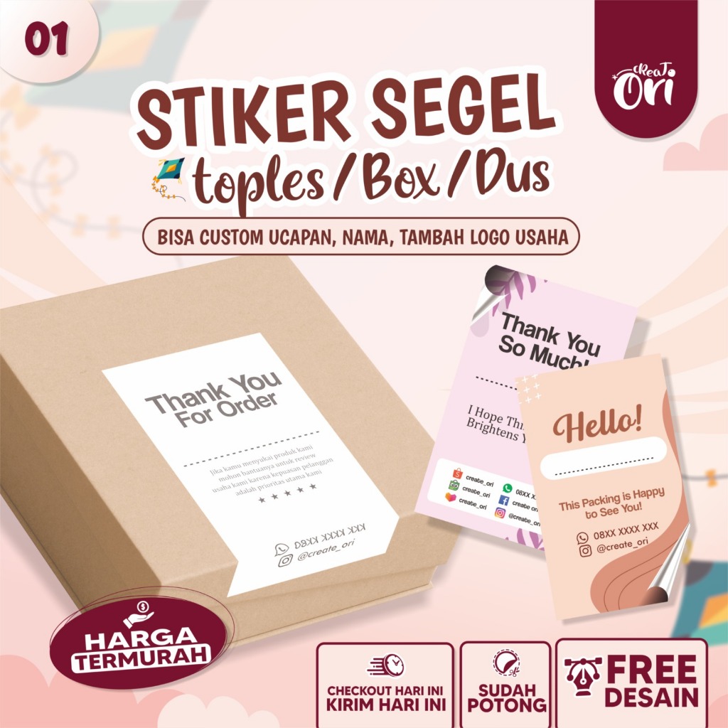 Jual Cetak Stiker Label Box Packaging Murah/ Segel Box Hampers/Stiker ...
