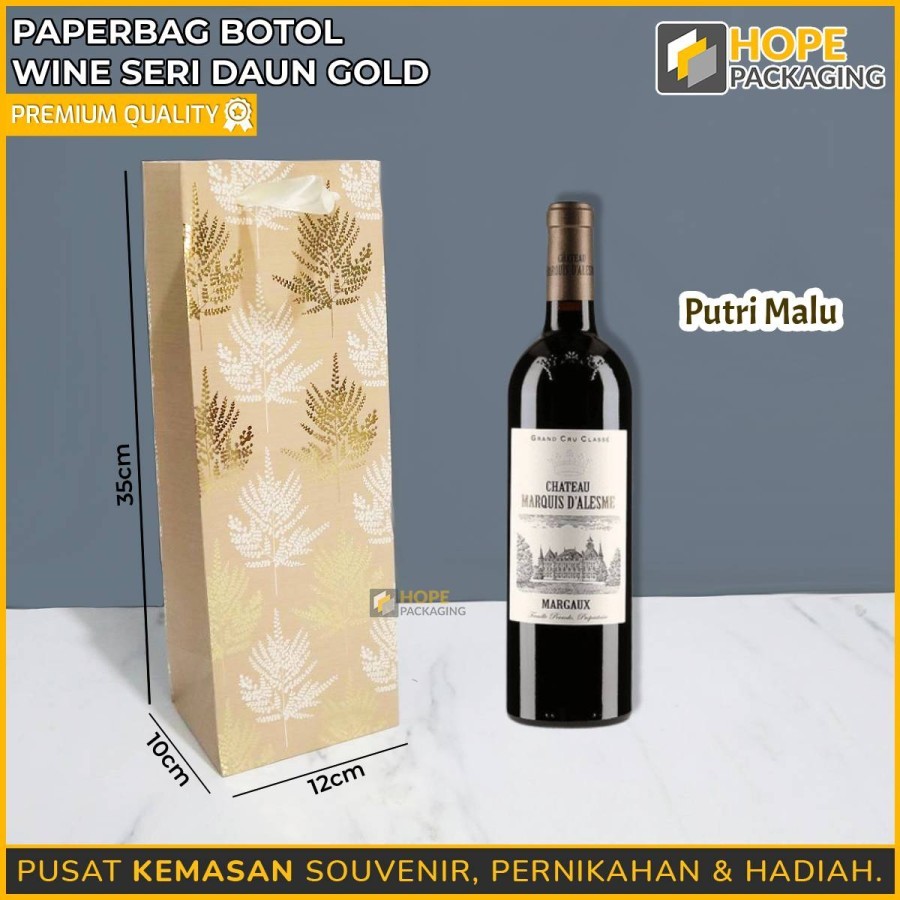 Jual Paperbag Botol Wine Glitter/ Paperbag Botol Motif Daun Cantik/ Tas ...